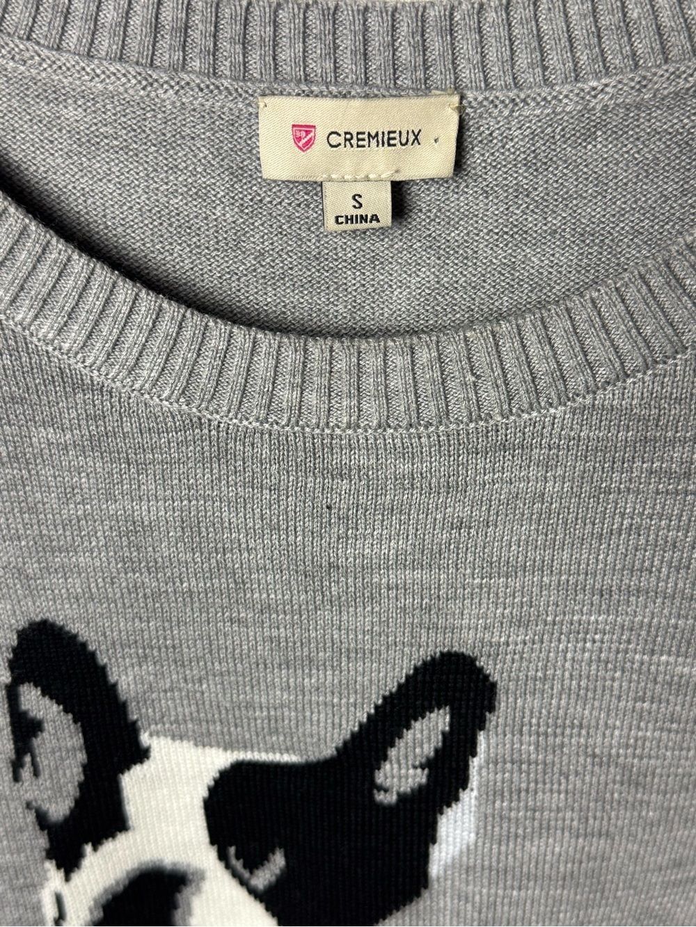 Small Boston Terrier Pup sweater, Daniel Cremieux gray lightweight wool sweater - Picture 5 of 7